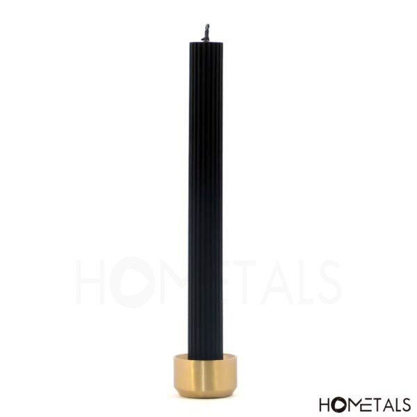 Seamless brushed brass candle holder for 34 mm striped candle