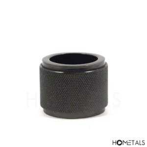 Modern black candle holder with knurl finish for luxury interiors