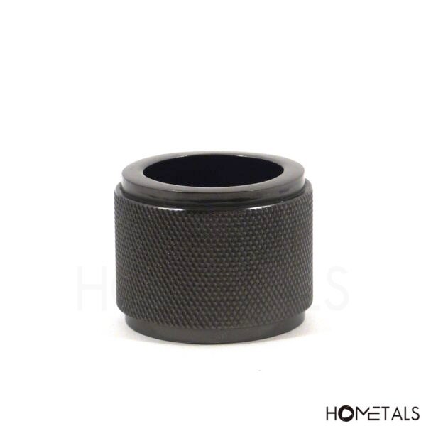 Modern black candle holder with knurl finish for luxury interiors