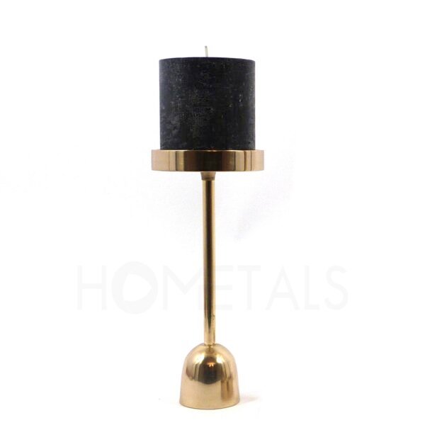 Customizable golden pillar candle holder for upscale home décor