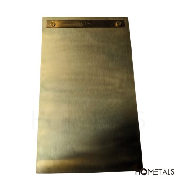 Brass table menu plate with engraving