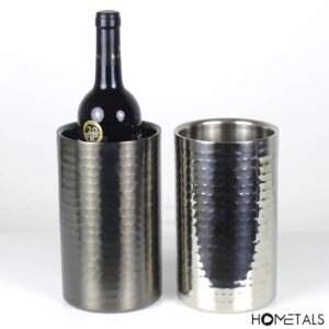 Black metal wine cooler double walled hammered finish