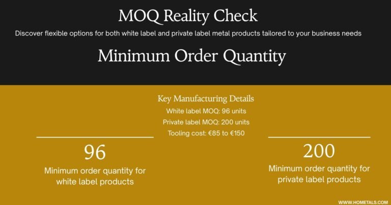 Hometals MOQ guide- minimum order quantities for white label and private label metal home accessories Europe