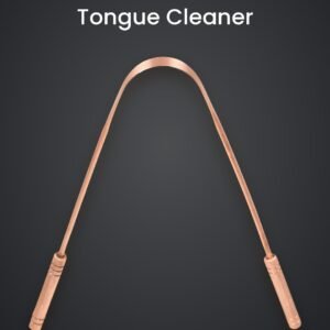 Copper tongue cleaner with a warm copper finish against a charcoal grey background