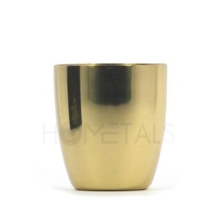 Poquito gold metal candle jar for 100g wax, front view, Hometals Portugal