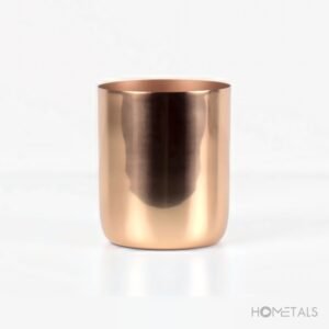 Slight rose gold metal candle jar for 260g wax, front view, Hometals Portugal